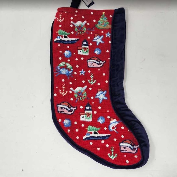 New Vineyard Vines x Smathers and Branson needlepoint icon Christmas stocking